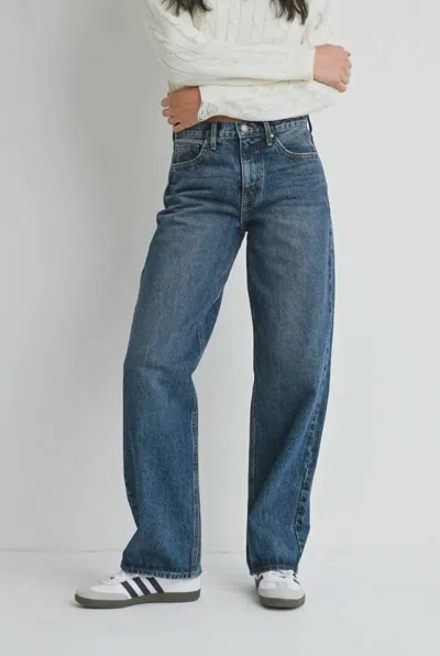 Just Black Denim Relaxed Straight Denim In Dark Wash In Blue