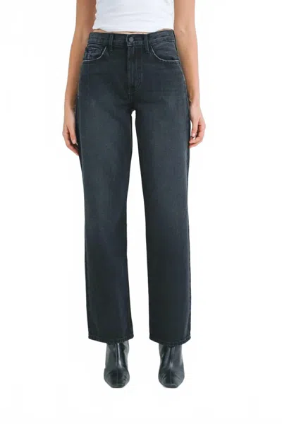 Just Black Denim Relaxed Straight Jeans In Washed Black In Blue