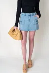 Just Black Denim Remi Cargo Denim Mini Skirt In Light Wash Denim