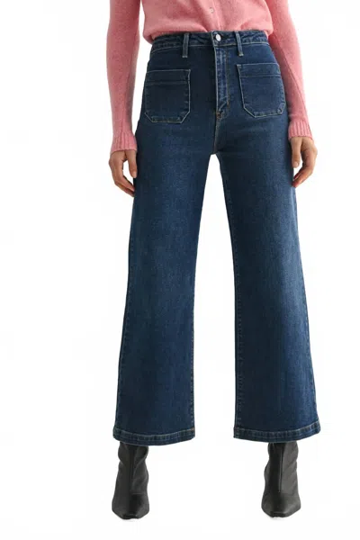 Just Black Denim Sailor Pocket Wide Leg Jeans In Dark Denim In Blue