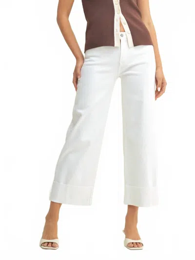 Just Black Denim Scissor Cut Cuffed Slim Wide Jeans In White