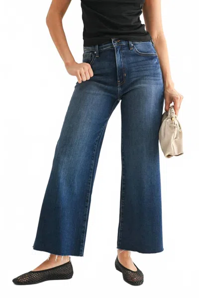 Just Black Denim Scissor Cut Wide Leg Jean In Dark Denim In Blue
