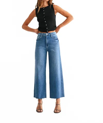 Just Black Denim High Rise Scissor Cut Wide Leg Jeans In Medium Wash In Blue