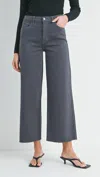 Just Black Denim Scissor Cut Wide Leg Jeans In Charcoal In Gray