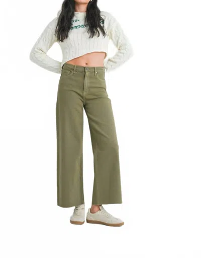 Just Black Denim Scissor Cut Wide Leg Jeans In Matcha In Gray