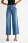 Just Black Denim Scissor Cut Wide Leg Jeans In Medium Denim In Blue