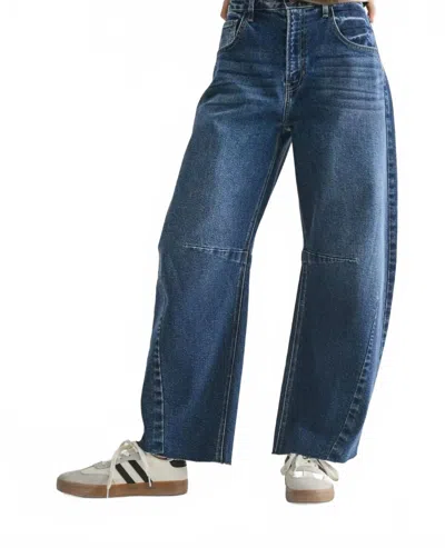 Just Black Denim Seamed Barrel Jean In Dark Denim In Blue