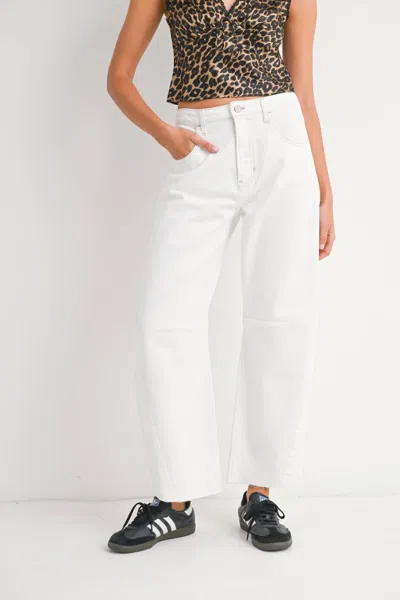 Just Black Denim Seamed Barrel Jean In Off White