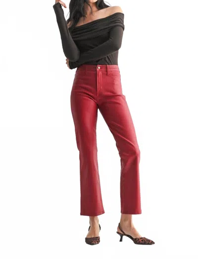 Just Black Denim Slim Cropped Bootcut Jeans In Burgundy In Red