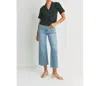 Just Black Denim Slim Wide Leg Frayed Hem Jeans In Medium Wash Denim In Multi