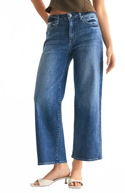 Just Black Denim Slim Wide Leg Jeans - Petite In Light Denim In Blue
