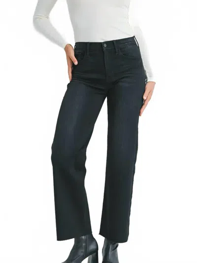 Just Black Denim Slim Wide Leg Jeans In Washed Black In Blue
