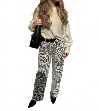 Just Black Denim Stay Wild Straight Jeans In Zebra In Animal Print