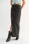 Just Black Denim Stretch Classic Midi Skirt In Black In Gray