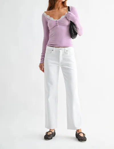 Just Black Denim Stretchy Straight Denim Jeans In White In Purple