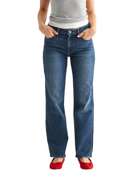 Just Black Denim Stretchy Straight Jeans In Dark Denim In Blue