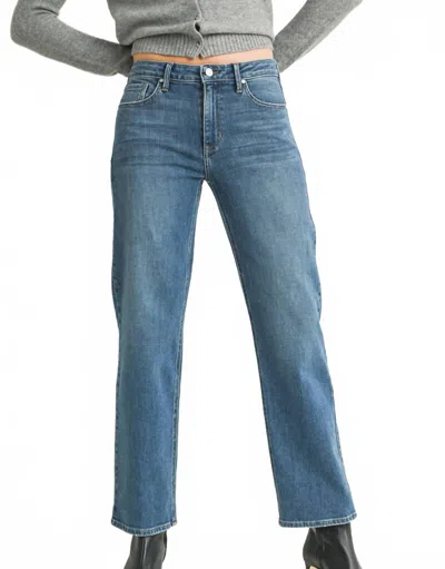 Just Black Denim Stretchy Straight Jeans In Medium Wash In Blue