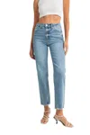 Just Black Denim Denim High Rise Crop Straight Jeans In Medium Wash In Blue