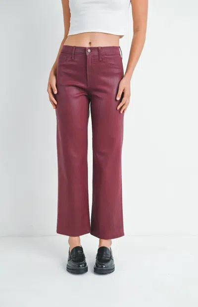 Just Black Denim The Coated Straight Leg In Burgandy In Pink