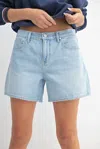Just Black Denim Lightweight Longer Length Shorts In Light Denim In Blue