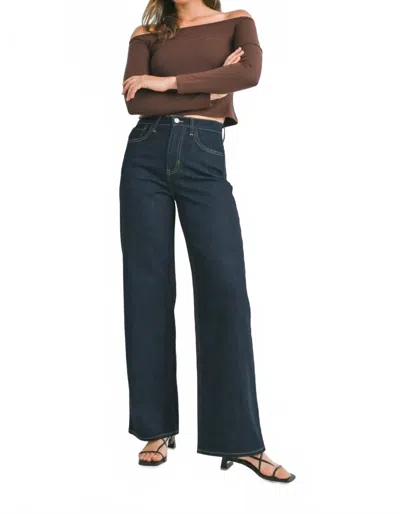 Just Black Denim The Relaxed Wide Leg Jean In Dark Wash In Blue