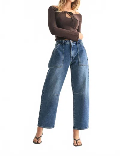 Just Black Denim Utility Barrel Jeans In Dark Denim In Black