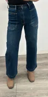 Just Black Denim Utility Full Length Denim In Dark In Blue