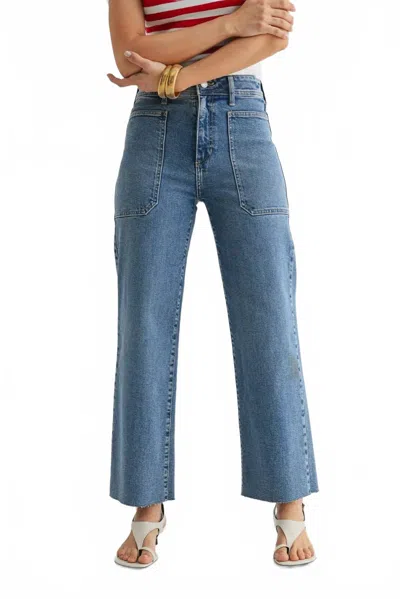 Just Black Denim Utility Pocket Jeans In Medium Wash In Blue