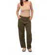 Just Black Denim Utility Pocket Seamed Wide Leg Barrel Jeans In Olive In Green