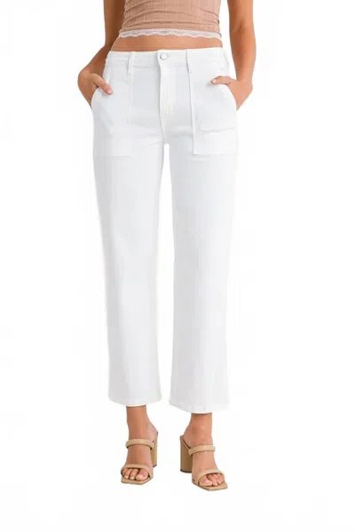 Just Black Denim Utility Pocket Straight Jeans In Optic White
