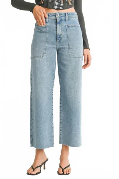 Just Black Denim Utility Pocket Wide Leg Jeans In Light Wash In Blue