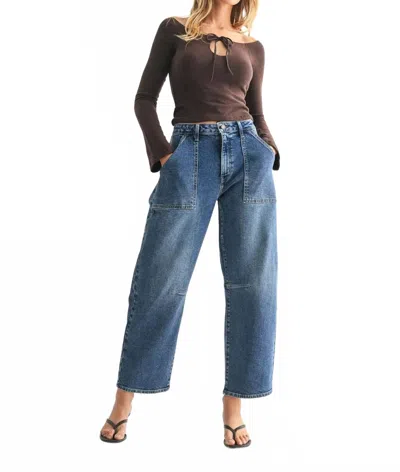 Just Black Denim Utility Seamed Barrel Jean In Blue