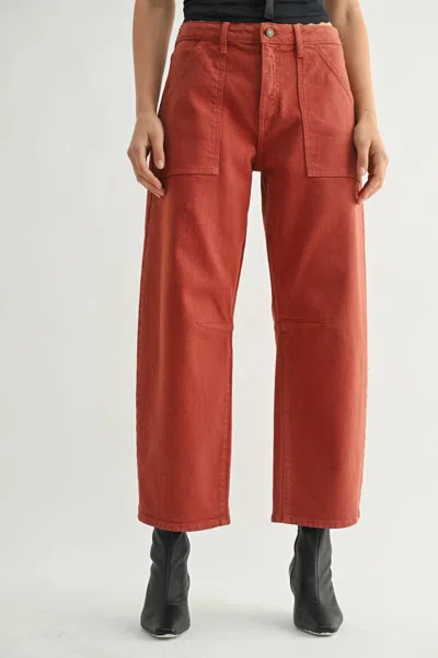 Just Black Denim Utility Seamed Barrel Jean In Dark Mauve In Pink