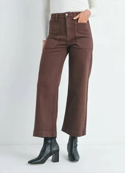 Just Black Denim Utility Wide Leg Jeans In Coffee Bean In Multi
