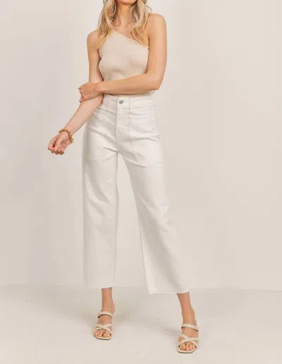 Just Black Denim Utility Wide Leg Jeans In Off White