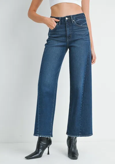 Just Black Denim Wide Leg Jeans In Dark Wash In Blue