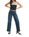 Just Black Denim Wide Leg Petite Jeans In Blue In Blue