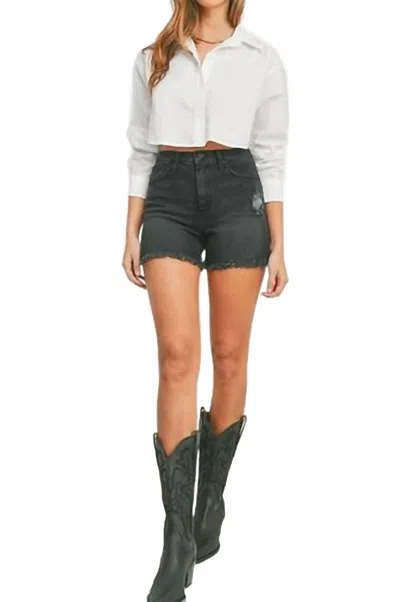 Just Black Denim Women's High Rise Shorts In Black In Gray