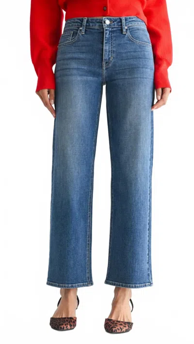 Just Black Denim Women's Mid Rise Slim Wide Leg Jeans In Blue
