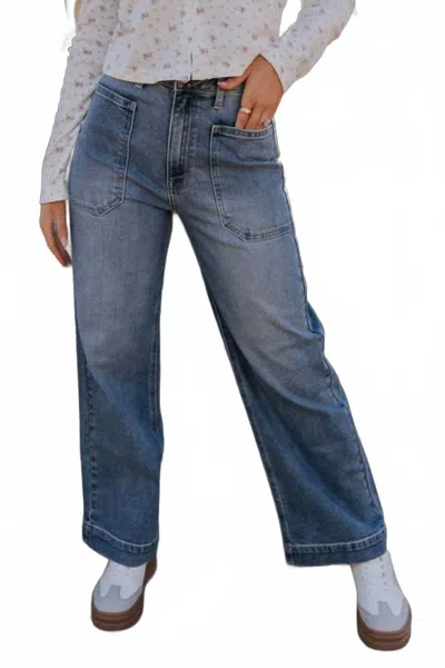 Just Black Denim Women's Natalie Utility Pant In Medium Denim In Blue