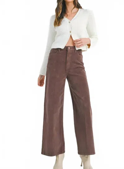 Just Black Denim Women's Wide Leg Corduroy In Dark Brown