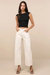 Just Black Dovie Ivory High-rise Barrel Jeans In White