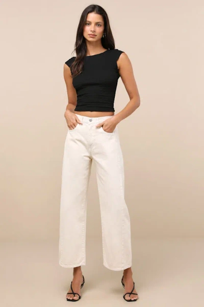 Just Black Dovie Ivory High-rise Barrel Jeans