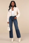 Just Black Everyday Coolness Dark Wash High Rise Straight Leg Jeans In Blue