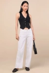 Just Black Everyday Coolness White Denim High-rise Straight-leg Jeans