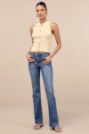Just Black Jannah Medium Wash Denim Low-rise Bootcut Jeans In Blue