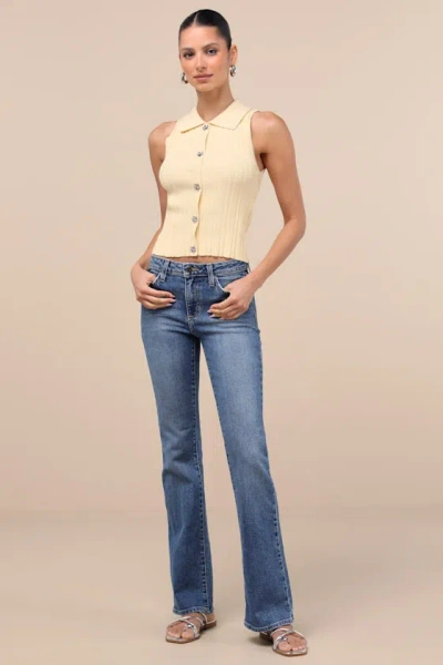 Just Black Jannah Medium Wash Denim Low-rise Bootcut Jeans In Blue