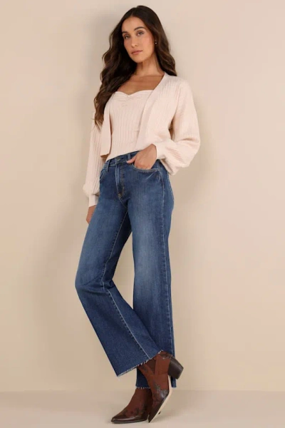 Just Black Trending Intention Dark Wash Slim Palazzo Jeans In Blue