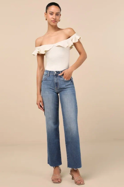 Just Black Trending Intention Medium Wash Slim Palazzo Jeans In Blue