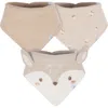 Just Born Kids'  Bandana Bibs 3-pack Multi Pink Patterns In Brown